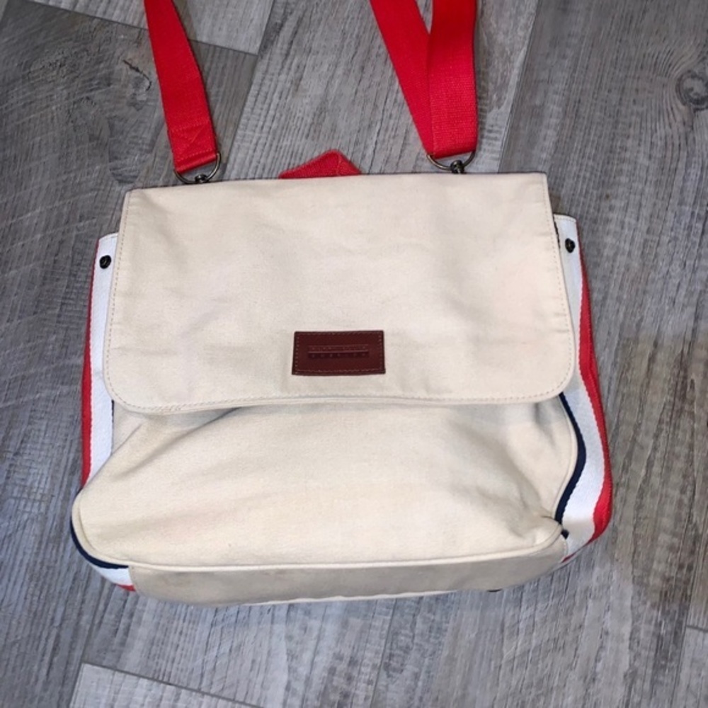 Perry Ellis Canvas Messenger Bag backpack beige
